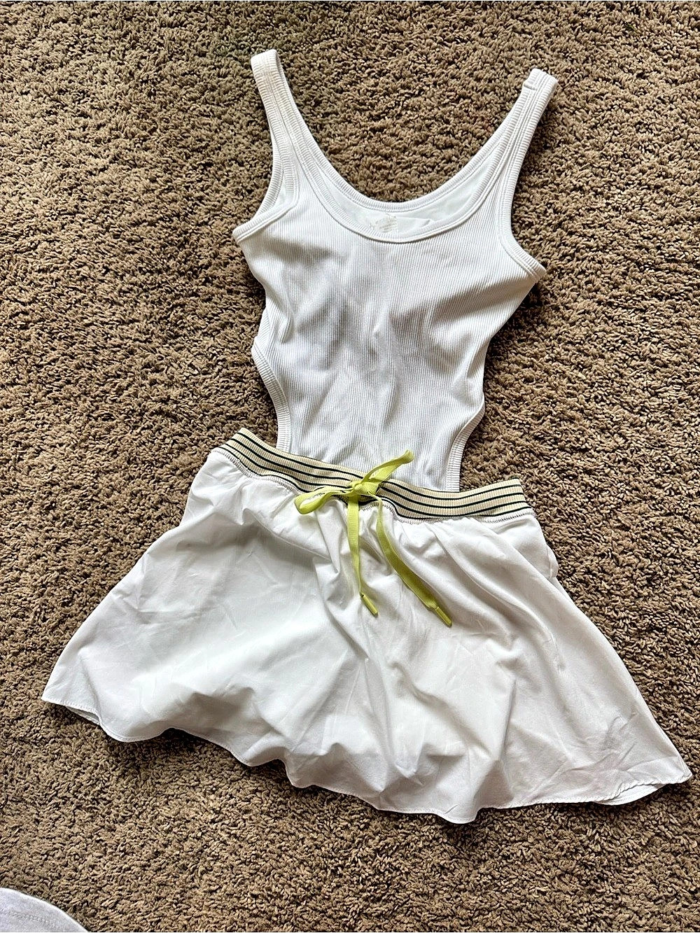 Offline by Aerie White Ribbed Mini Dress Size Small Like New